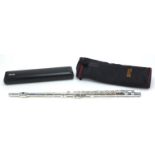 Jupiter silver plated three piece flute with case and bag :For Further Condition Reports Please
