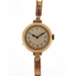 Ladies' 9ct gold wristwatch with 9ct gold strap, 26mm in diameter, 20.2g :For Further Condition