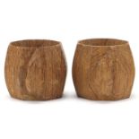 Robert Mouseman Thompson, pair of carved oak napkin rings, each 5cm high :For Further Condition