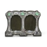 Art Nouveau design silver and enamel double easel photo frame, 11cm wide x 8cm high :For Further