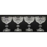 Set of four Regency design cut glass sundae dishes, each 11cm high :For Further Condition Reports