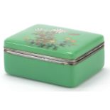 Japanese cloisonné box and cover finely enamelled with a butterfly amongst flowers, 5cm H x 10.5cm W