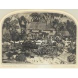 Graham Clarke - Thos. Hardy's cottage, pencil signed artist's proof etching, mounted, framed and