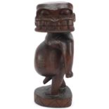 African tribal interest carved hardwood figure, 31cm high :For Further Condition Reports Please