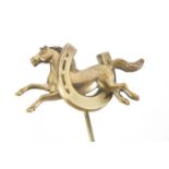 Equestrian interest gilt metal horse and horseshoe stick pin, 8cm in length, 4.1g :For Further