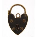 9ct gold love heart padlock, 1.9cm high, 1.4g :For Further Condition Reports Please Visit Our