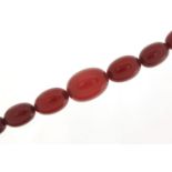 Cherry amber coloured graduated bead necklace, 40cm in length, 44.4g :For Further Condition
