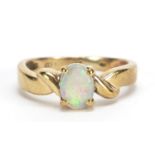 9ct gold opal ring, size L, 2.4g :For Further Condition Reports Please Visit Our Website, Updated