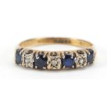 9ct gold sapphire and diamond ring, size Q, 2.3g :For Further Condition Reports Please Visit Our