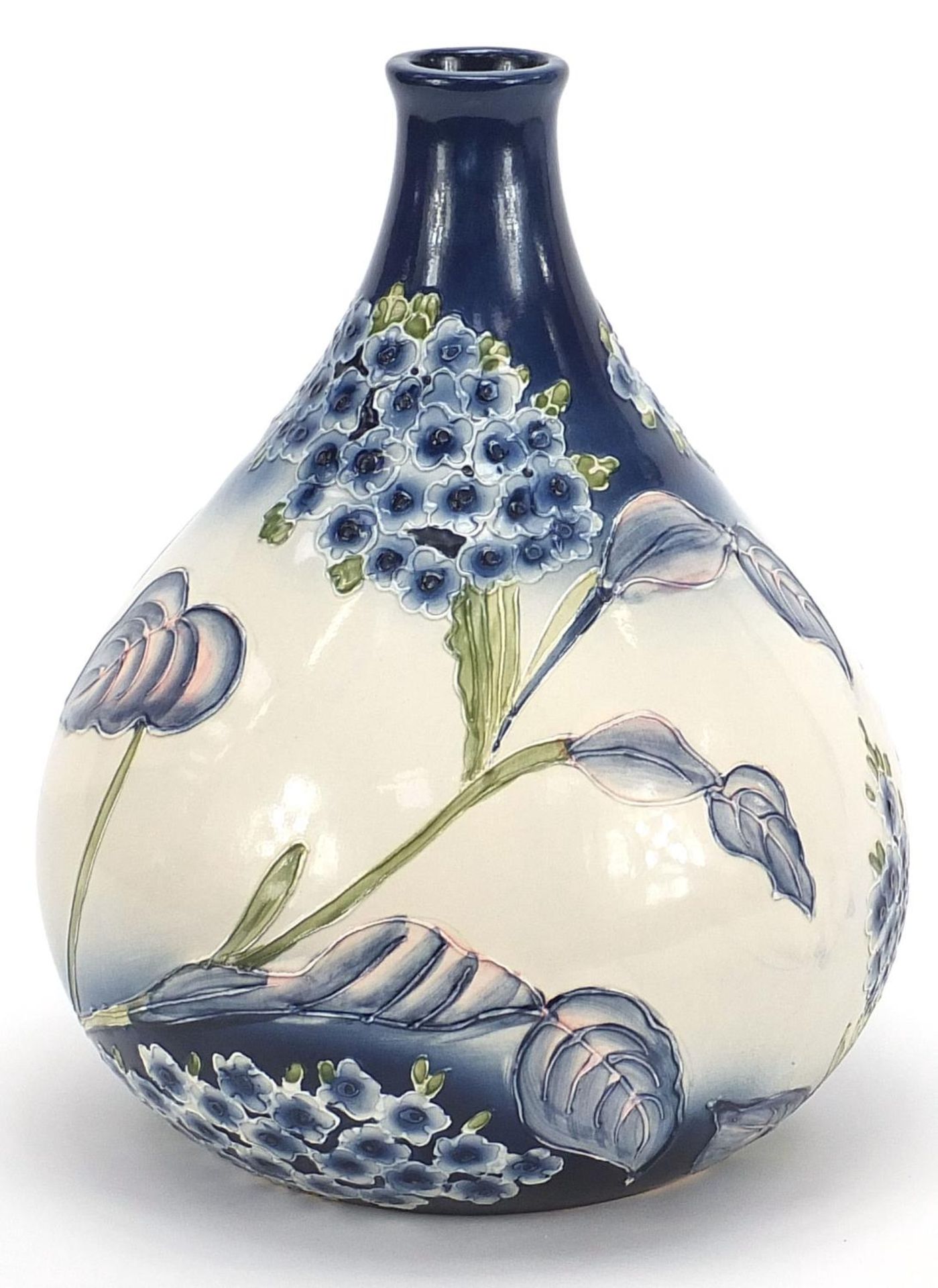 Large Moorcroft style vase hand painted with flowers, 30cm high :For Further Condition Reports - Image 2 of 5