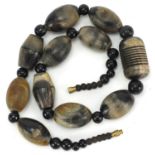 Horn bead necklace, the largest bead 3.5cm wide :For Further Condition Reports Please Visit Our