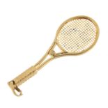 9ct gold tennis racquet pendant, 4.2cm high, 1.8g :For Further Condition Reports Please Visit Our