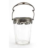 WMF, German Art Nouveau glass ice bucket with silver plated mounts, 16cm high excluding the