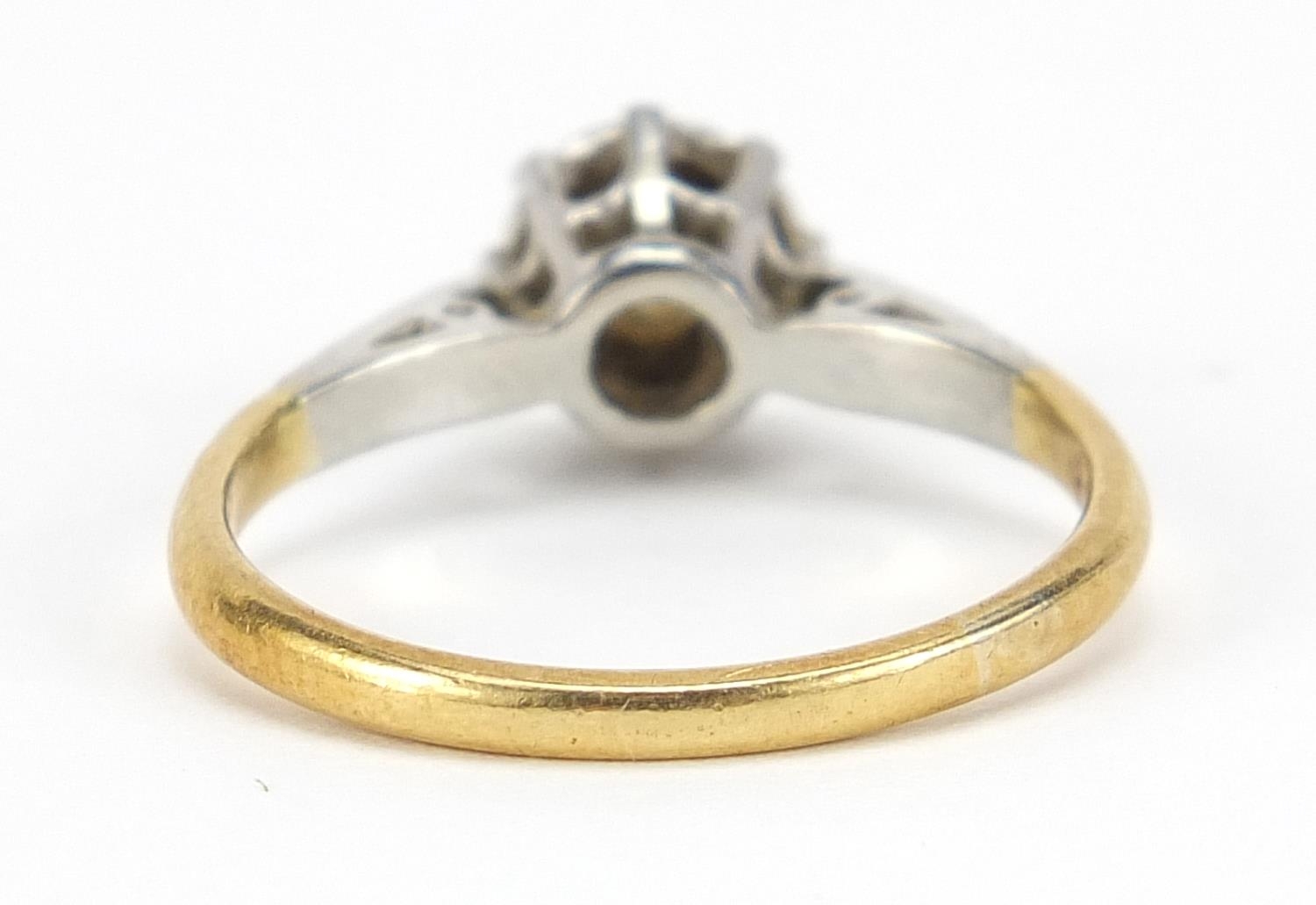 18ct gold and platinum diamond solitaire ring, the diamond approximately 4mm in diameter, size K, - Image 3 of 5