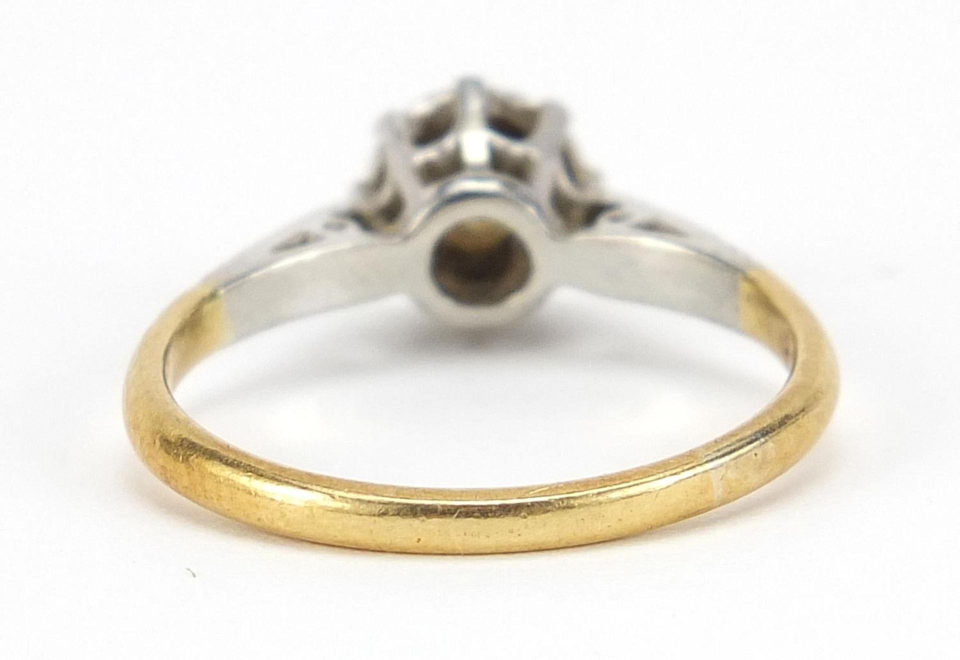 18ct gold and platinum diamond solitaire ring, the diamond approximately 4mm in diameter, size K, - Image 3 of 5