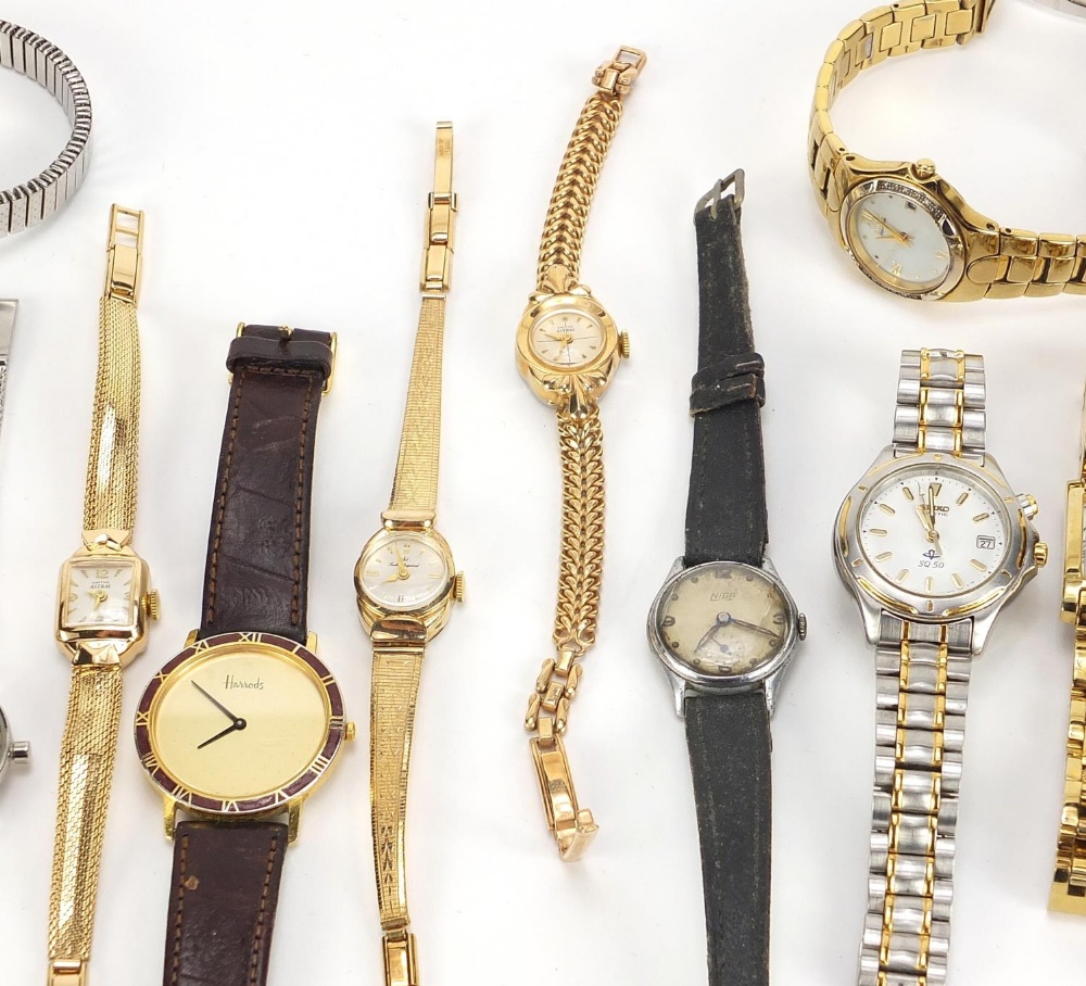 Vintage and later ladies' wristwatches including Citizen Eco drive set with diamonds, Harrods, - Image 3 of 4