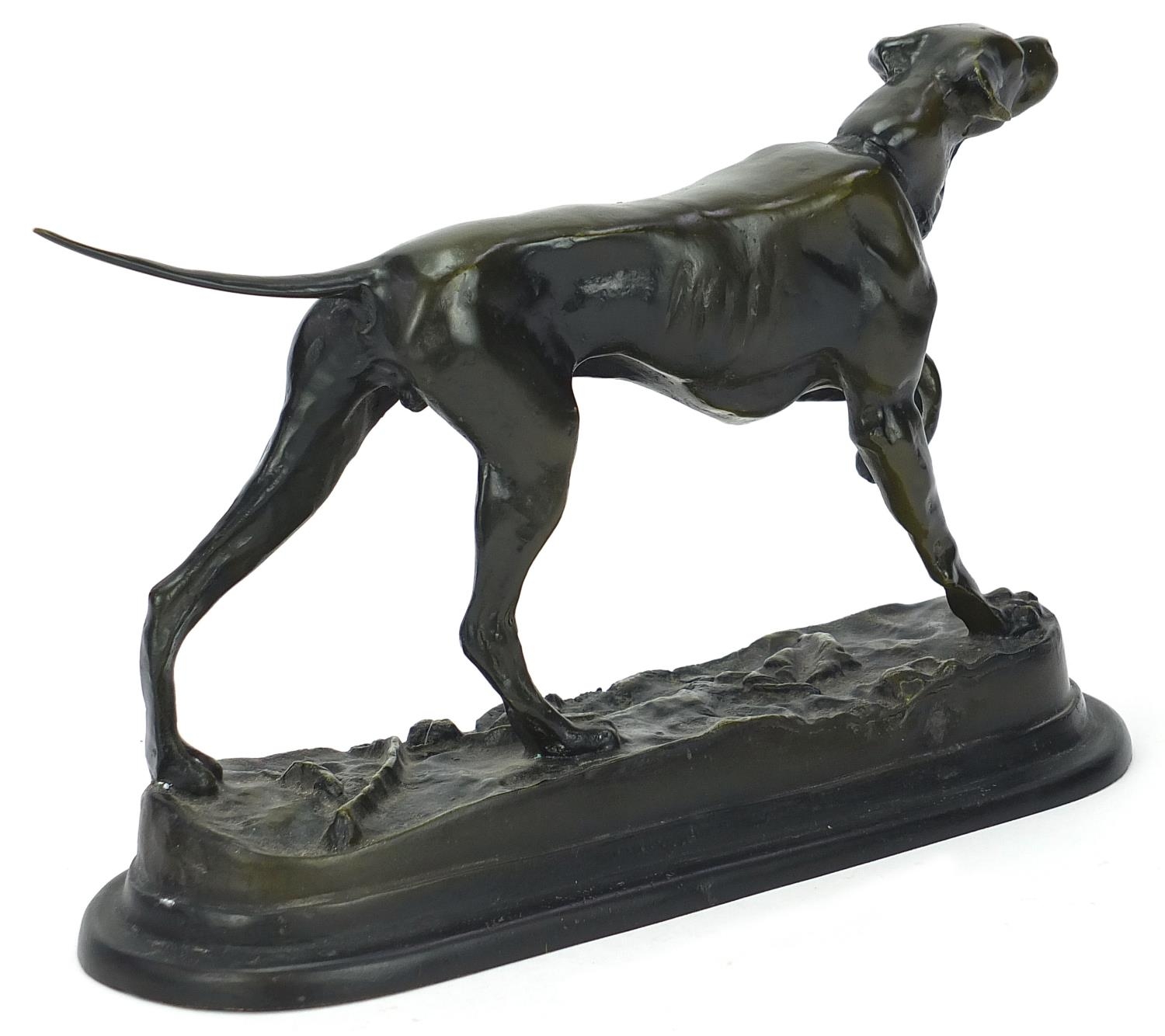 Patinated bronzed dog, 26.5cm in length :For Further Condition Reports Please Visit Our Website, - Image 3 of 5