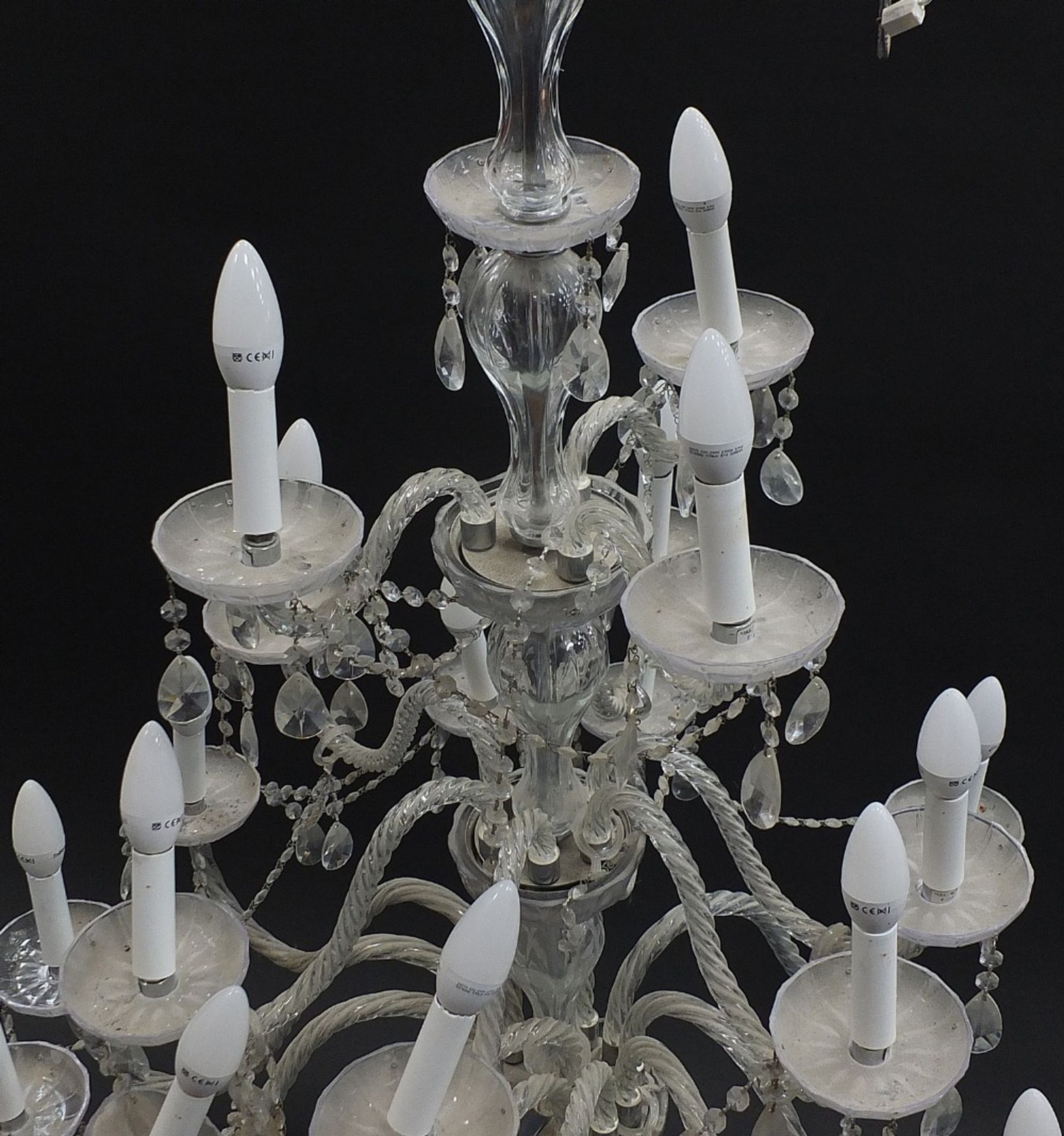 Large three tier glass chandelier with twenty one branches, approximately 110cm high x 90cm in - Image 2 of 4