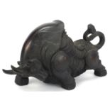 Large patinated bronze minotaur, 31cm in length :For Further Condition Reports Please Visit Our