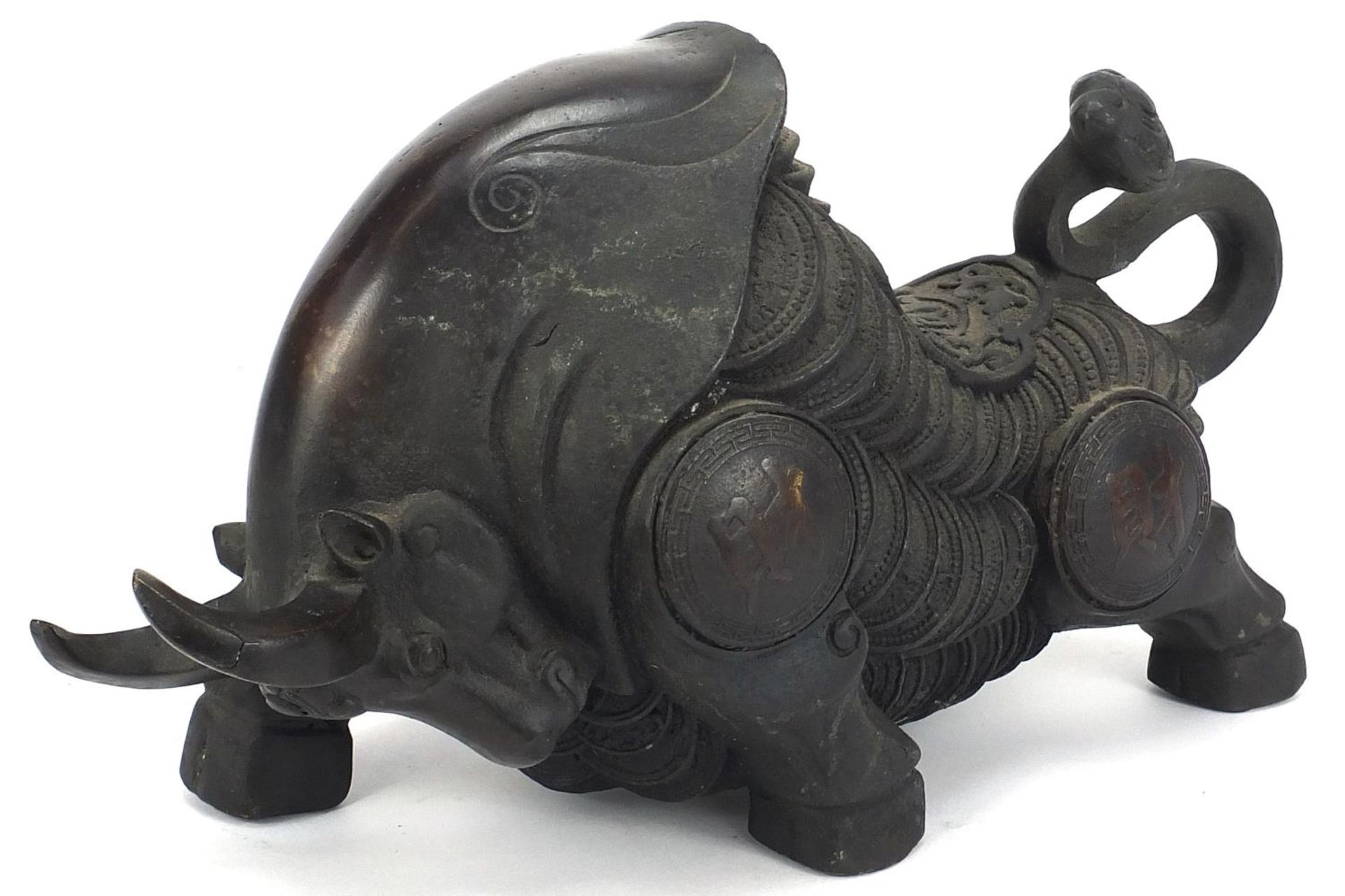 Large patinated bronze minotaur, 31cm in length :For Further Condition Reports Please Visit Our