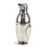 Novelty Art Deco design penguin cocktail shaker, 19.5cm high :For Further Condition Reports Please