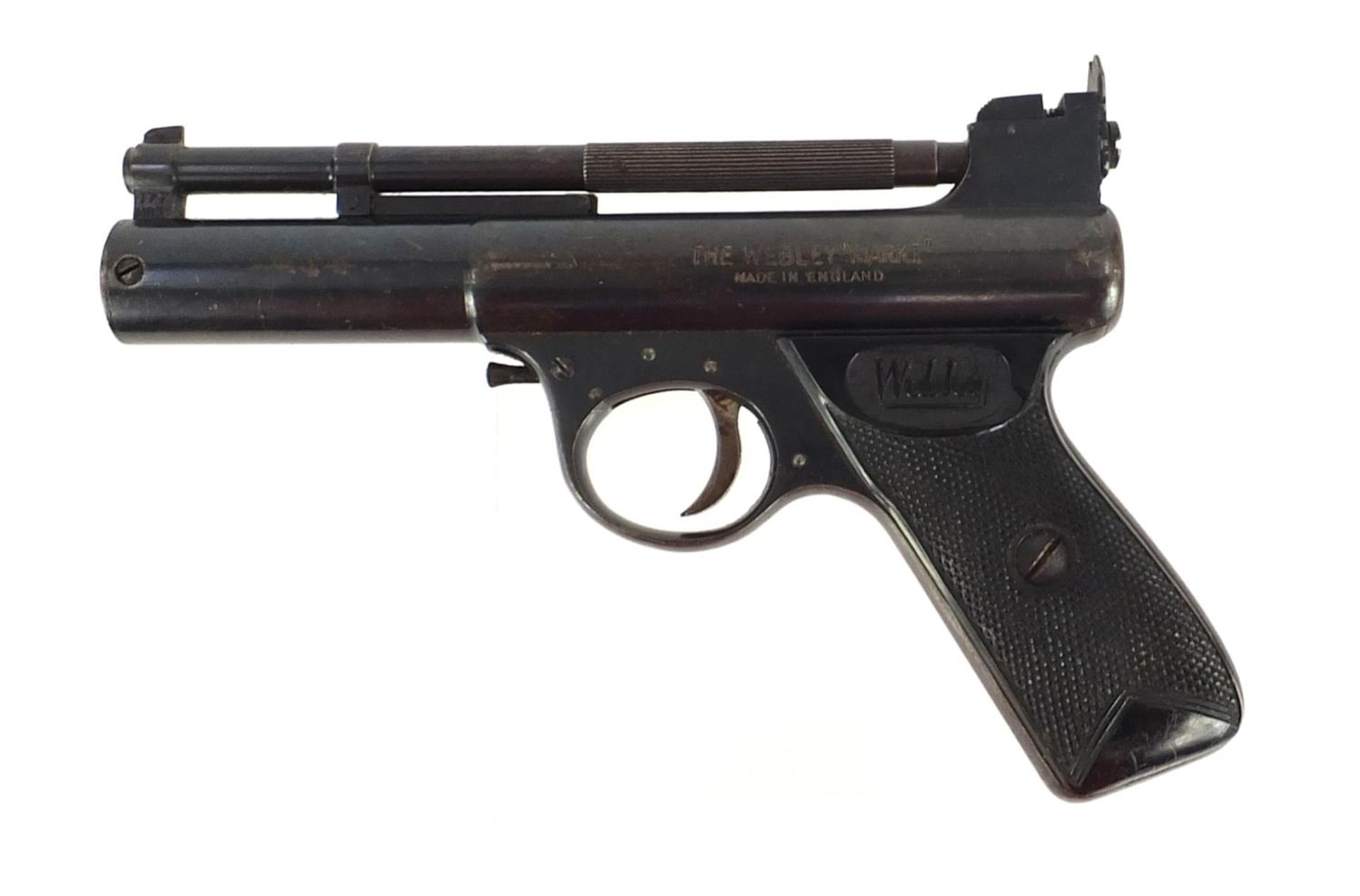 Vintage Webley & Scott mark I over lever .177 cal air pistol, 19cm in length :For Further