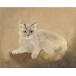 Dede Mostel Castelli - Portrait of a cat, signed and dated '79, oil on canvas, mounted and framed,