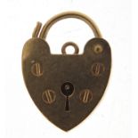 9ct gold love heart padlock, 2cm high, 1.8g :For Further Condition Reports Please Visit Our Website,