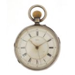 Victorian silver open face stop watch, the dial and movement numbered 73755, Birmingham 1881, 50mm