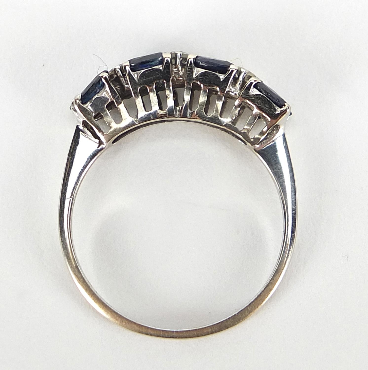 18ct white gold sapphire and diamond two row half eternity ring, size L, 2.1g :For Further Condition - Image 6 of 6