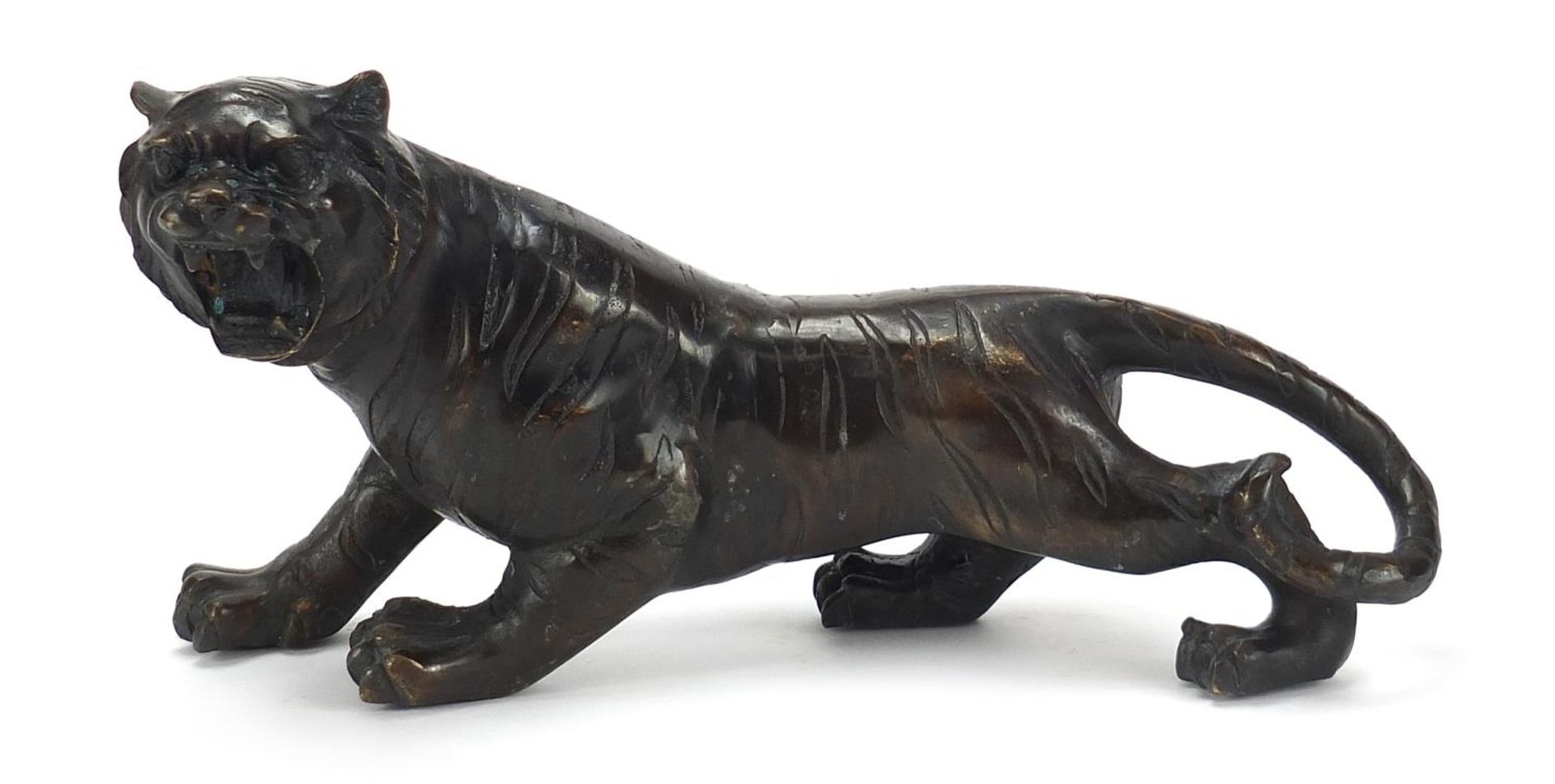 Large Japanese patinated bronze tiger, 31cm in length :For Further Condition Reports Please Visit - Image 2 of 7