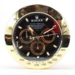 Rolex Daytona design dealer's display wall clock, 34cm in diameter :For Further Condition Reports