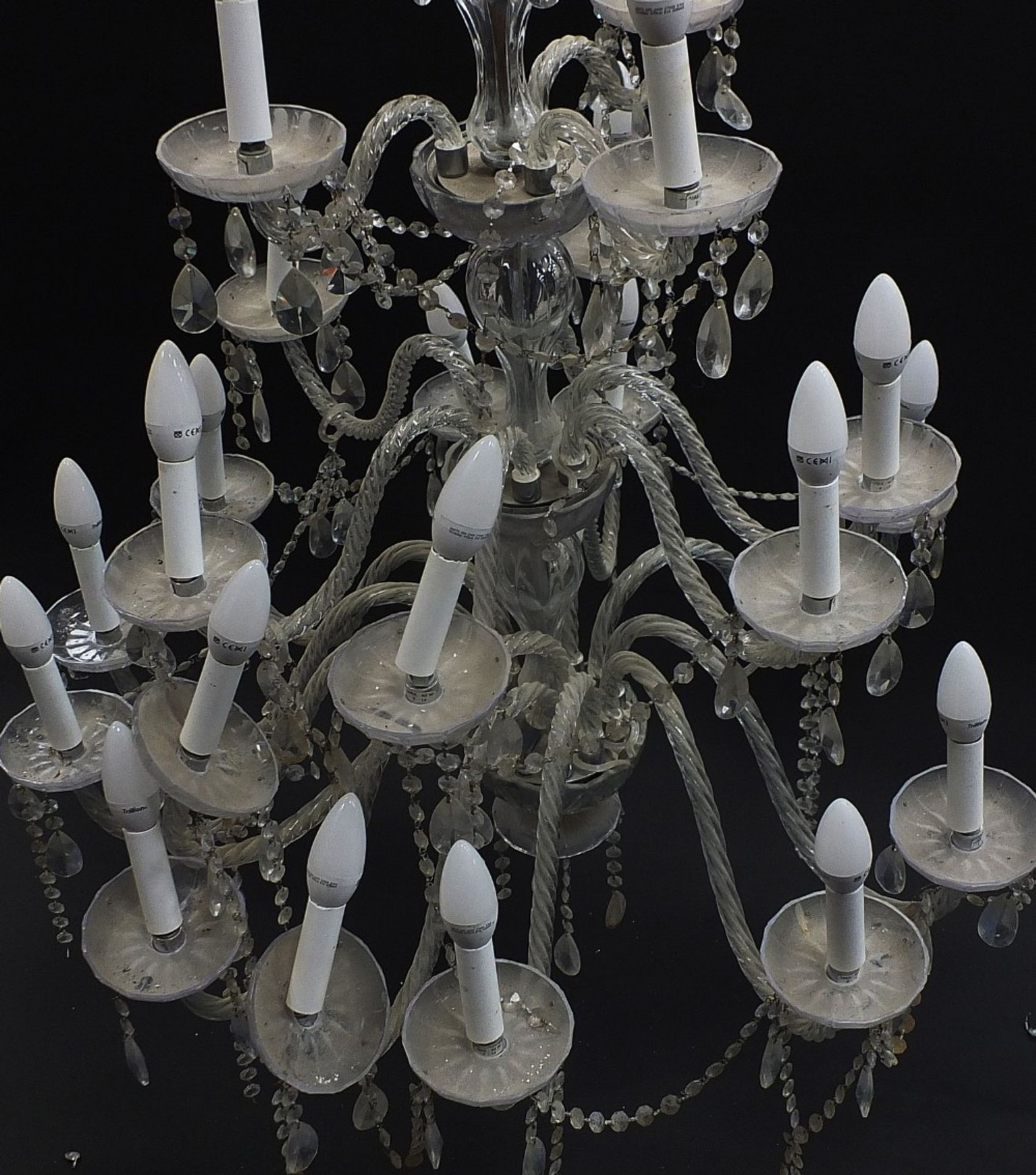 Large three tier glass chandelier with twenty one branches, approximately 110cm high x 90cm in - Image 3 of 4