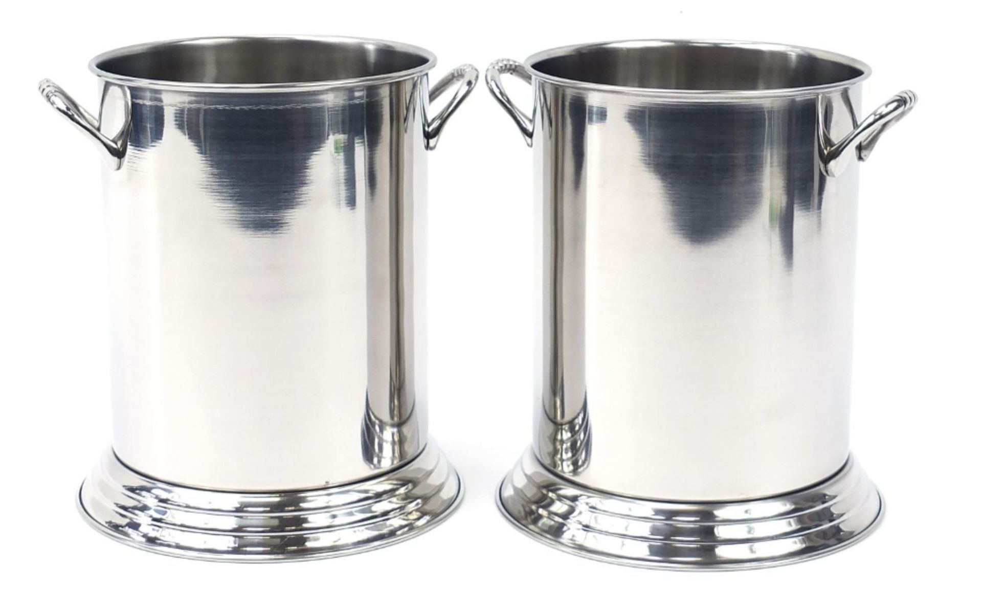 Pair of Louis Roederer design Champagne ice buckets with twin handles, 24cm high :For Further - Image 2 of 3