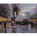 Busy Parisian street scene, French Impressionist oil on board, framed, 49.5cm x 39.5cm excluding the