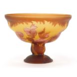 Emile Galle style cameo art glass pedestal bowl, 22.5cm high x 32cm in diameter :For Further