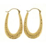 Pair of 9ct gold hoop earrings, 3.2cm high, 1.3g :For Further Condition Reports Please Visit Our