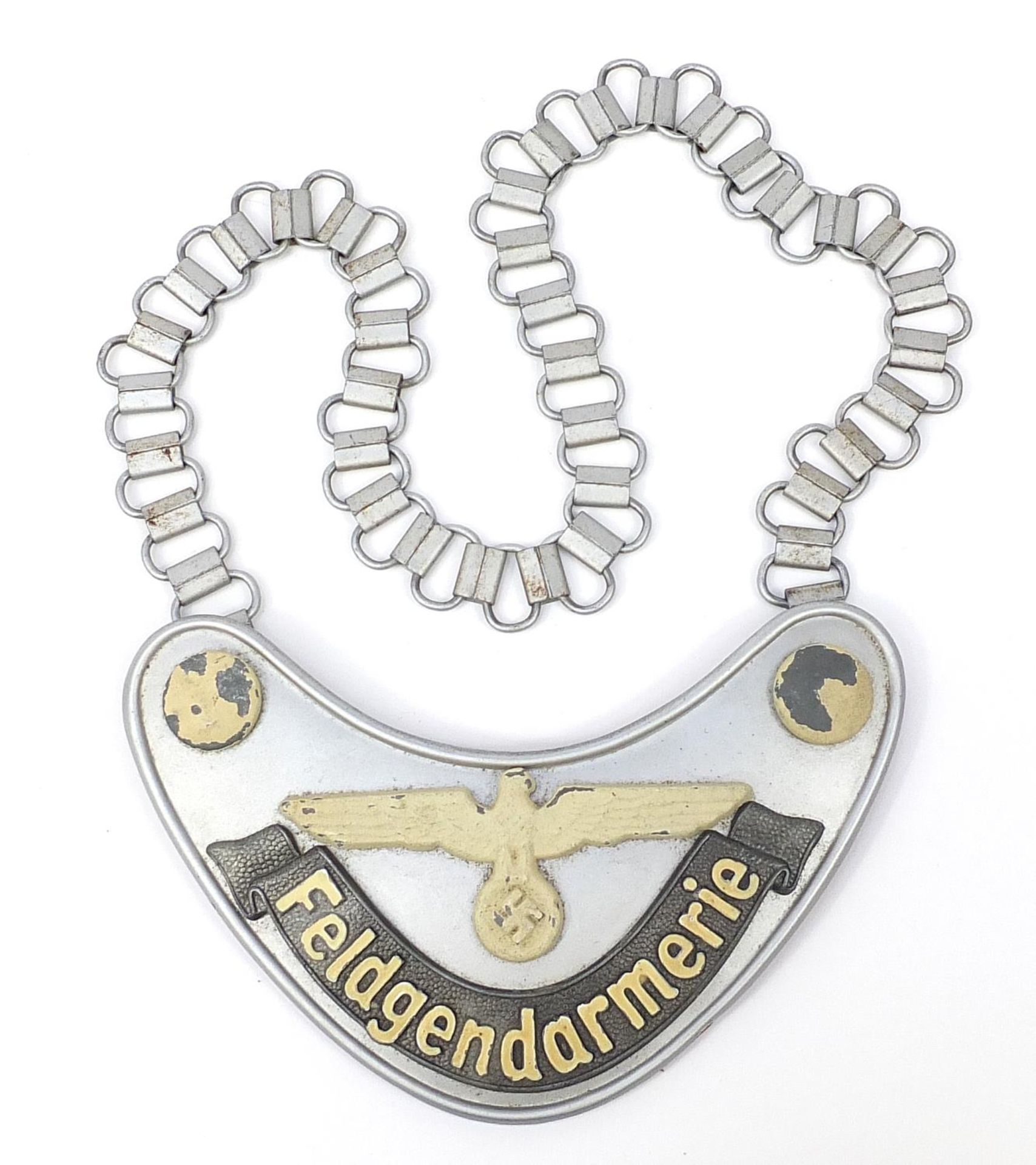 German Third Reich Feldgendarmerie gorget with chain, the gorget 16.5cm wide :For Further