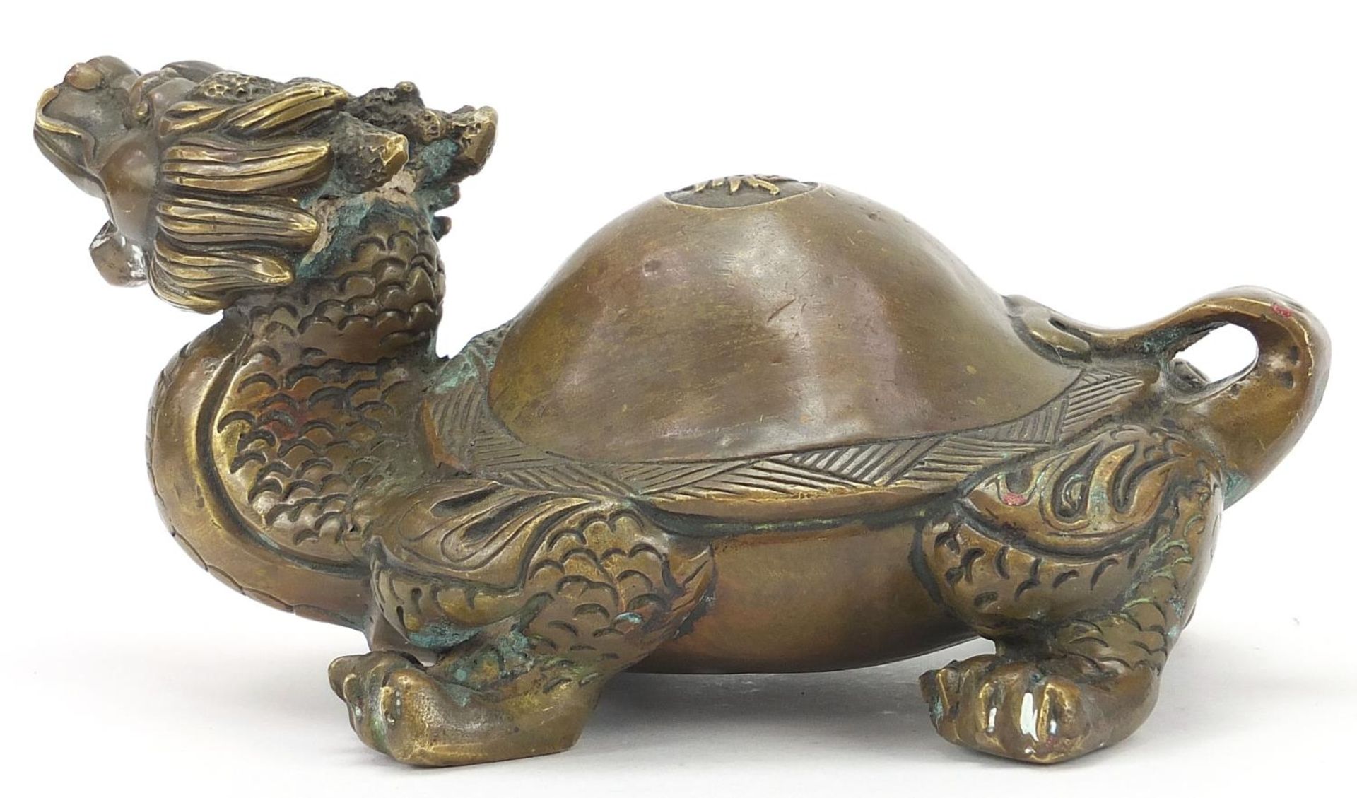 Chinese patinated bronze mythical animal, 21cm in length :For Further Condition Reports Please Visit - Image 3 of 8