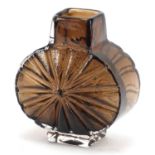 Geoffrey Baxter for Whitefriars, sunburst glass vase in cinnamon, 15cm high :For Further Condition
