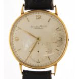 International Watch Co, gentlemen's 9ct gold wristwatch with subsidiary dial, 33mm in diameter :