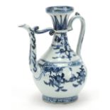 Chinese blue and white porcelain wine pot hand painted with fruit, 25cm high :For Further