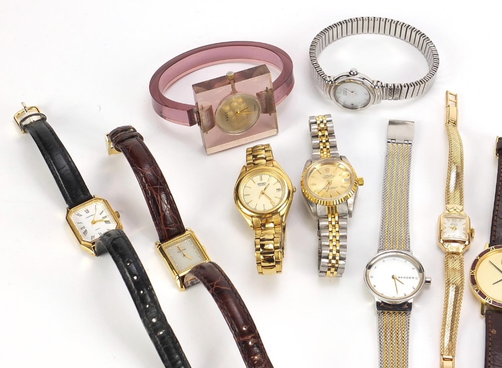 Vintage and later ladies' wristwatches including Citizen Eco drive set with diamonds, Harrods, - Image 2 of 4