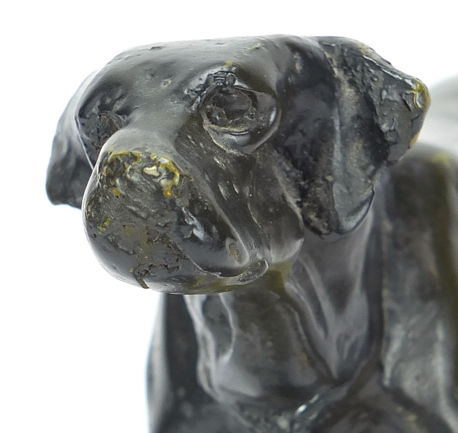 Patinated bronzed dog, 26.5cm in length :For Further Condition Reports Please Visit Our Website, - Image 2 of 5