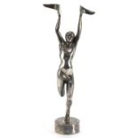 Art Deco silvered model of an Olympian, 37.5cm high :For Further Condition Reports Please Visit