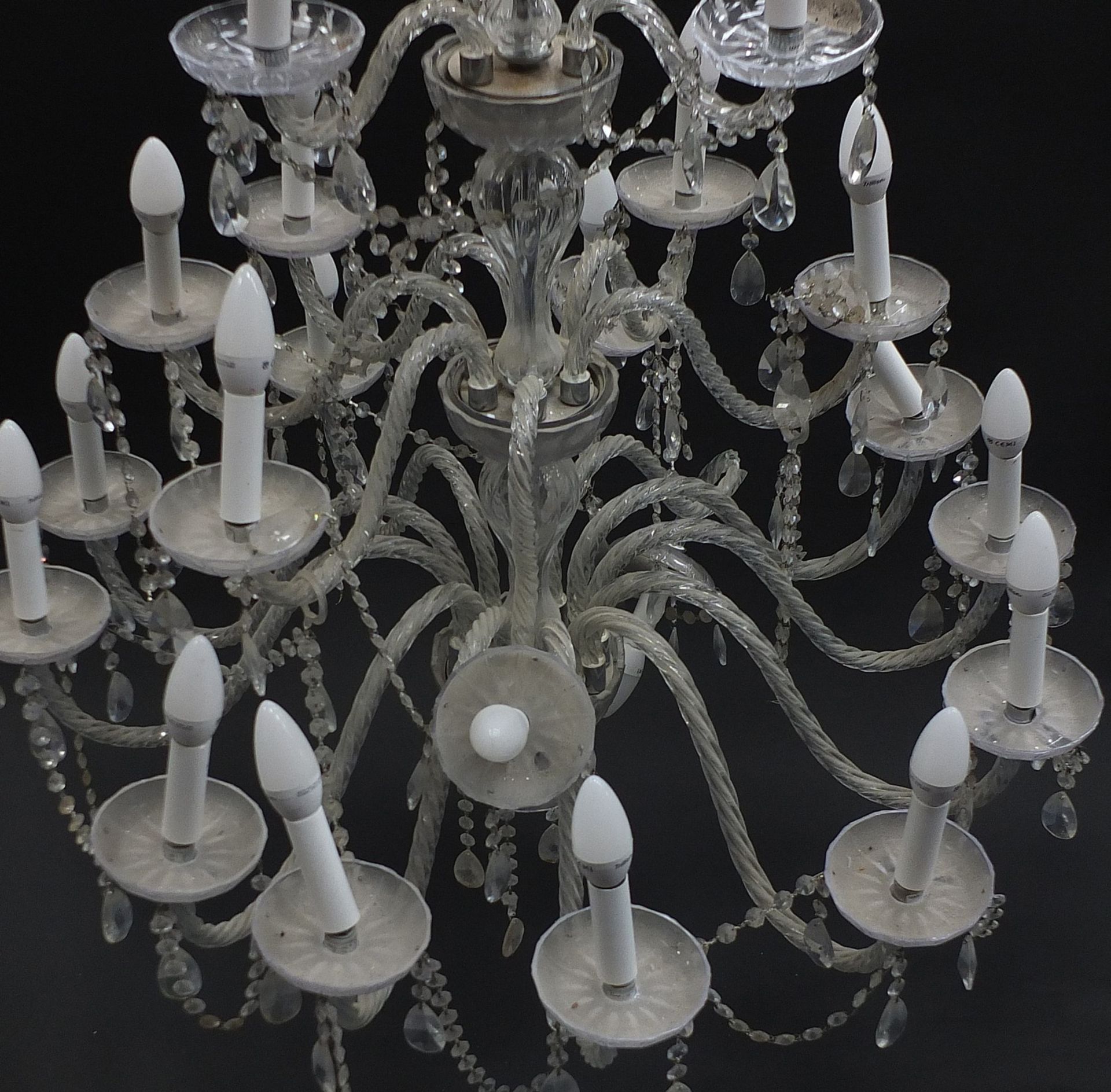 Large three tier glass chandelier with twenty one branches, approximately 110cm high x 90cm in - Image 2 of 4