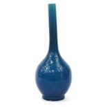 Large Chinese porcelain narrow neck vase having a turquoise glaze, 46.5cm high :For Further