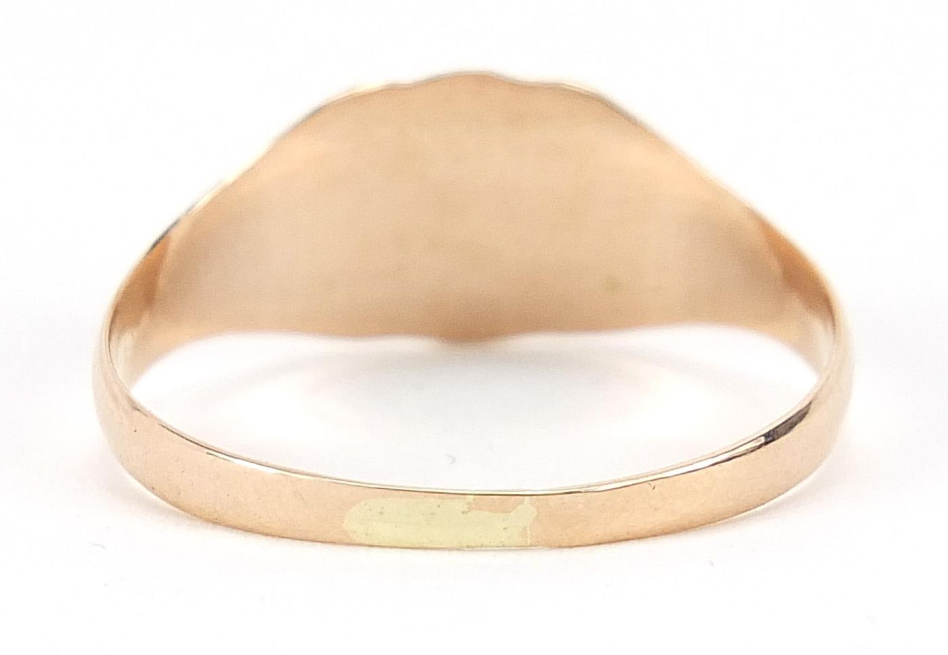 Edwardian 9ct rose gold signet ring, hallmarked Birmingham 1914, size Q, 1.2g :For Further Condition - Image 3 of 5