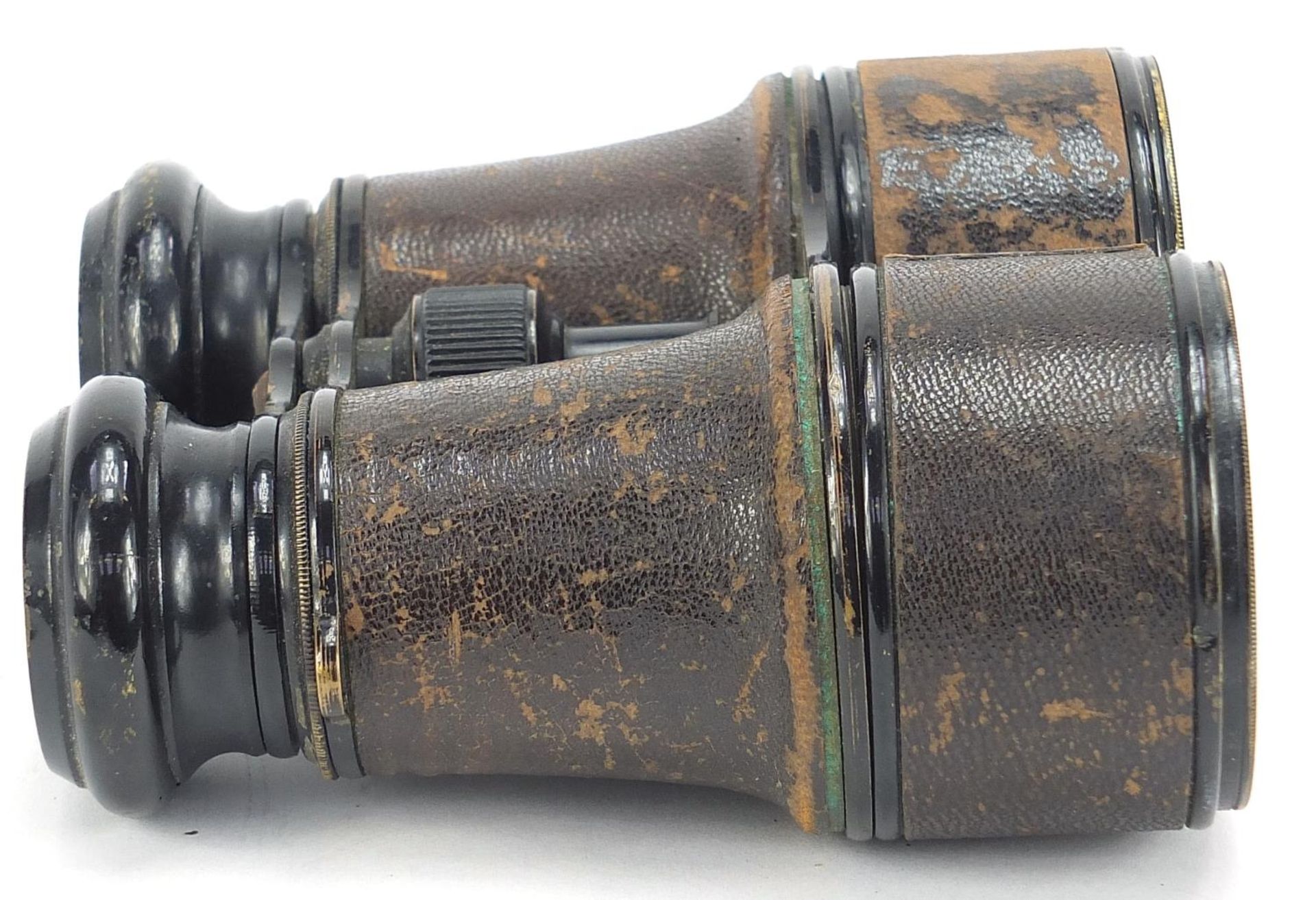 British military World War I pair and leather bound binoculars, the pair awarded to 1482CPL.H.TUTT. - Image 3 of 8