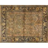 Rectangular Persian part silk rug decorated with swans and flowers, 166cm x 132cm :For Further